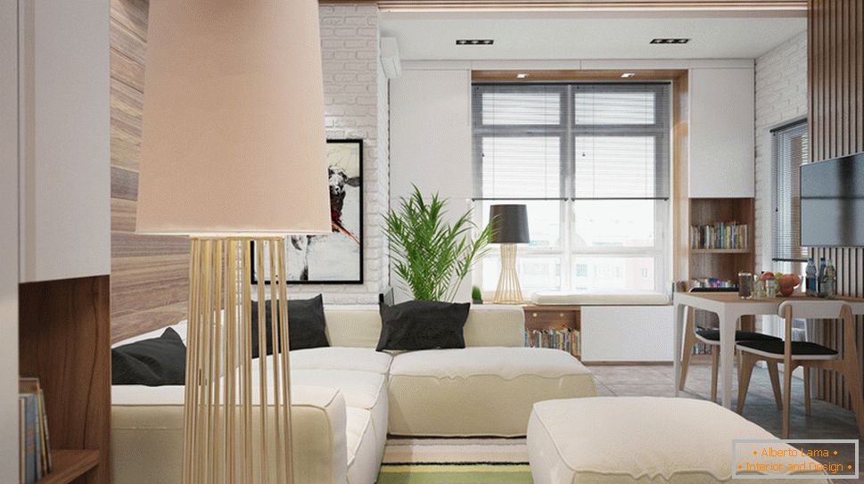 Diseño interior de un pequeño departamento en colores claros