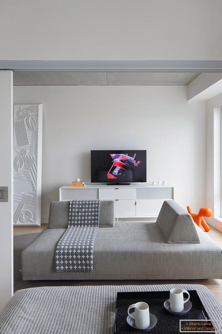 Diseño interior de un pequeño departamento en tonos grises