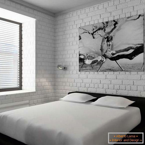 Interior de un dormitorio en el diseño de un apartamento de una habitación
