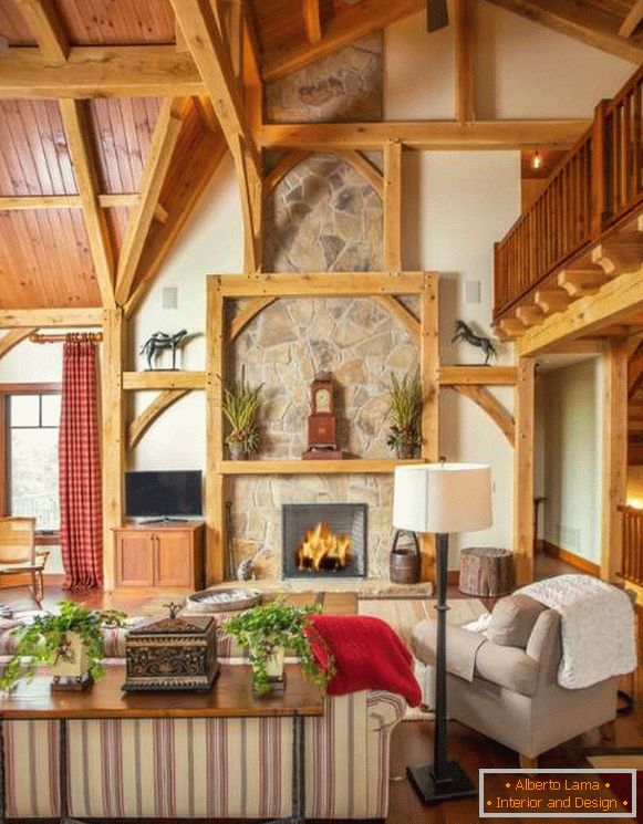 Diseño de interiores de la casa de la madera - foto de la sala de estar