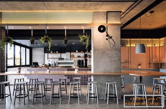 Bar cafetería interior Blackwood Pantry en un estilo moderno loft