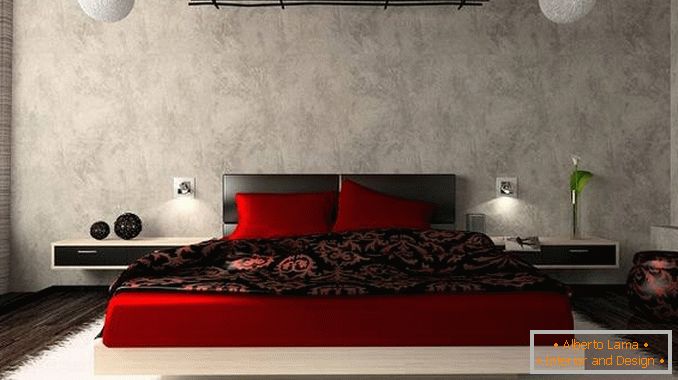 diseño de dormitorio rojo, foto 10