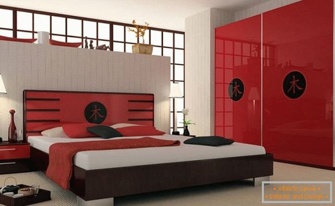 diseño de dormitorio rojo, foto 11