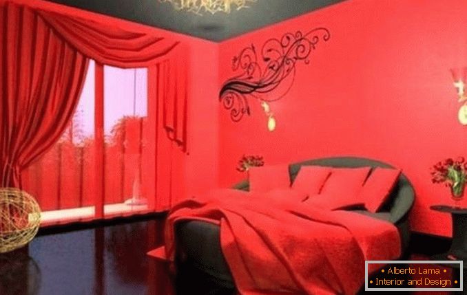 diseño de dormitorio negro-rojo, foto 19