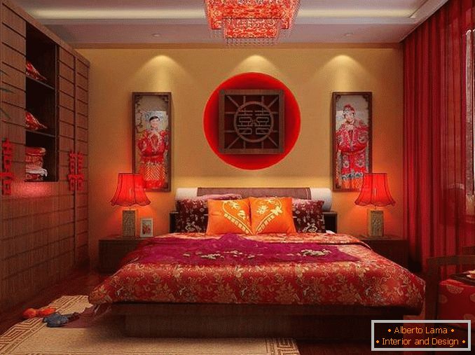 diseño de dormitorio en tonos rojos foto, foto 2