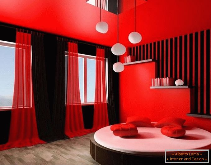 diseño de dormitorio rojo, foto 26