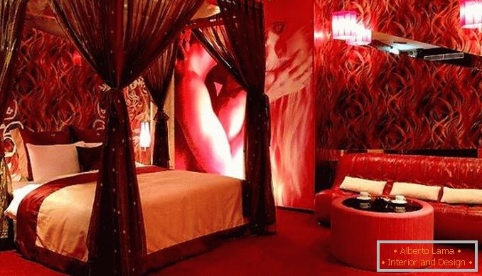 diseño de dormitorio rojo, foto 29