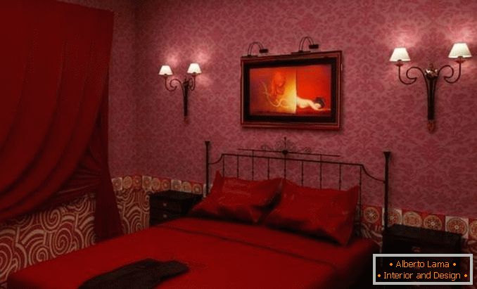 diseño de dormitorio rojo, foto 30