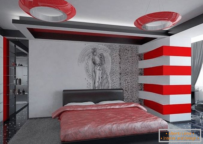 diseño de dormitorio rojo, foto 7