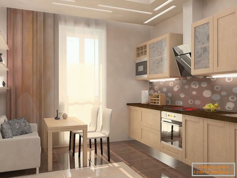 Cocina con un interior en colores suaves