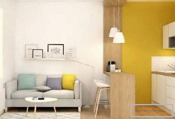 diseño de cocina de 9 m2 con sofá, foto 28