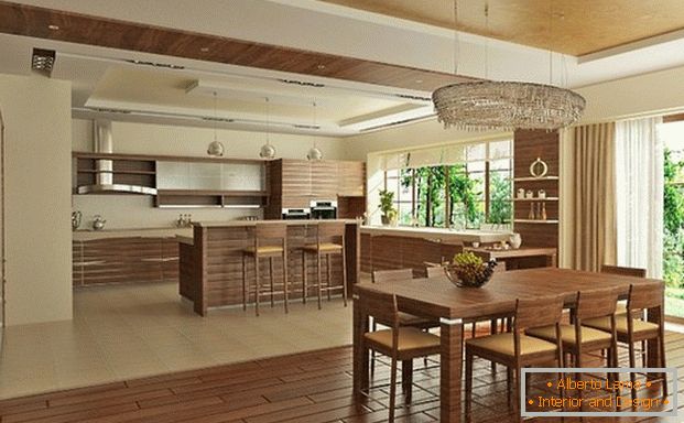 эко diseño de una gran cocina en una casa privada
