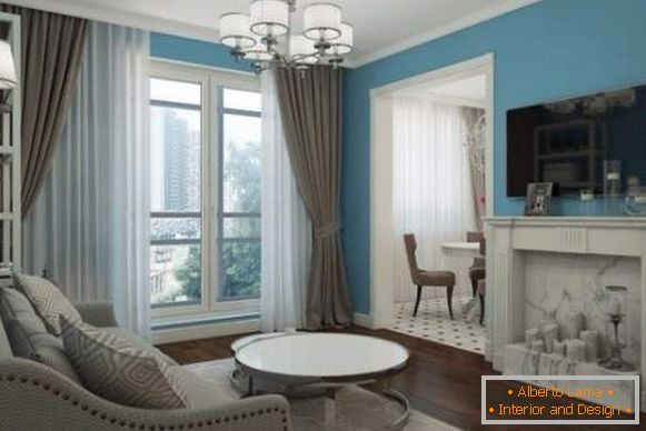 Estudio de lujo de diseño clásico apartamento de 40 metros cuadrados - foto de la sala de estar