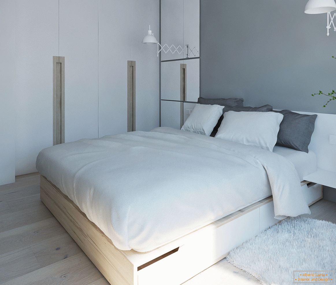 Dormitorio en paleta blanco-gris