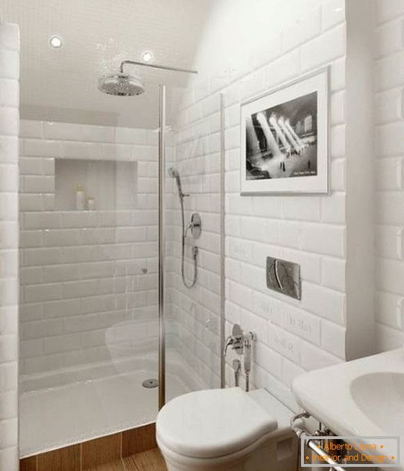 Diseño de un baño combinado - foto con cabina de ducha