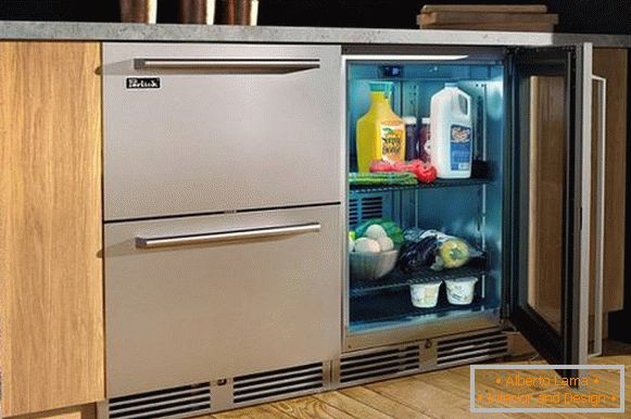diseño de una pequeña cocina con una foto de refrigerador, foto 36