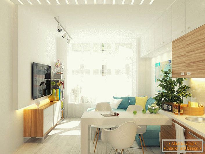 Diseño creativo de un pequeño estudio de apartamentos