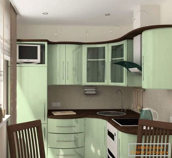 Habitaciones pequeñas - diseño de cocina en una foto en un apartamento de 30 metros cuadrados