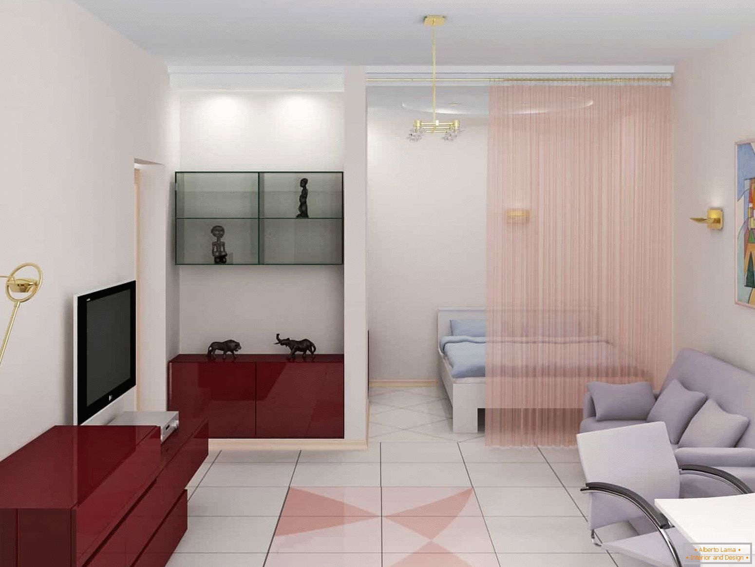Diseño de apartamento de una sola habitación