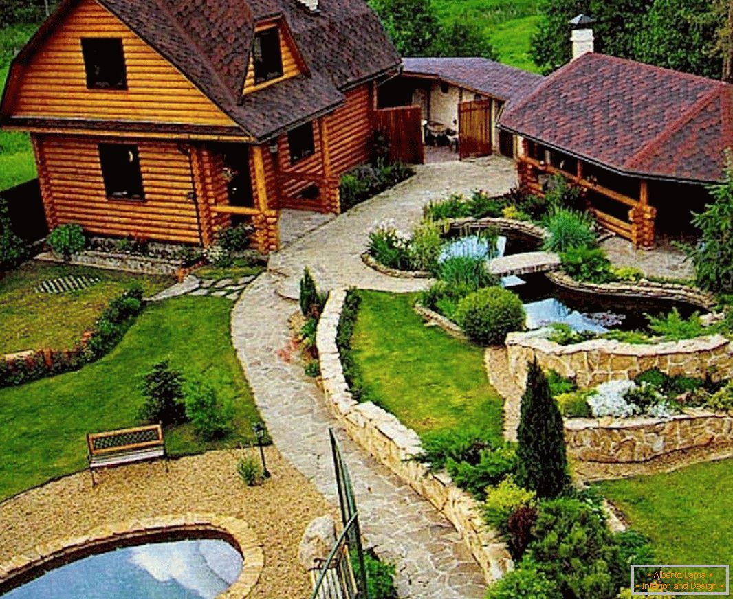 Casa de campo con estanques