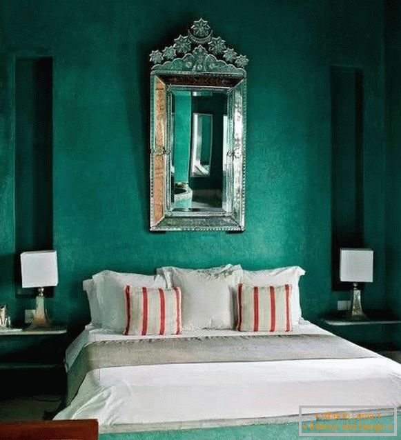 Dormitorio verde en estilo de lujo