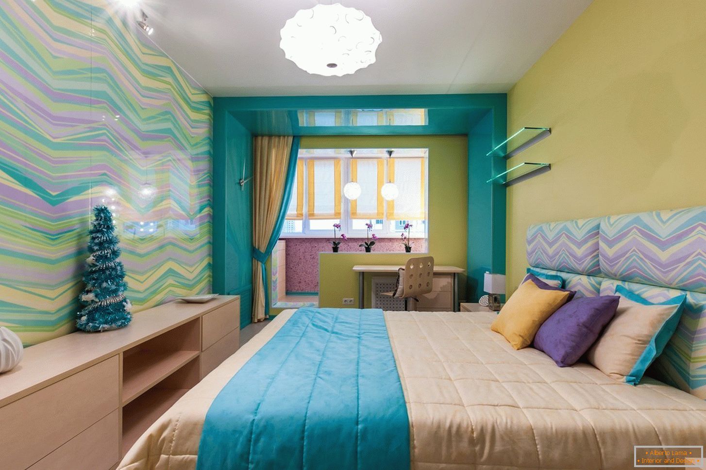Diseño de dormitorio brillante