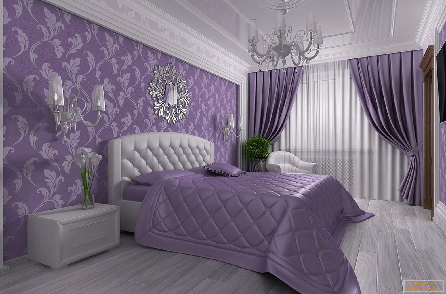 Elegante dormitorio interior