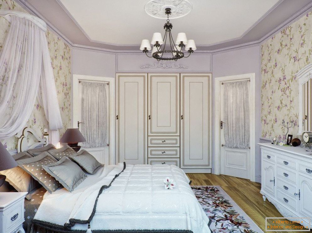 Dormitorio lila en estilo provenzal