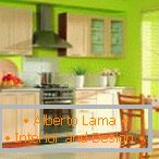 Interior de cocina verde claro