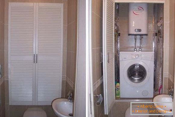 Diseño de inodoro con lavadora - foto del gabinete sobre el inodoro