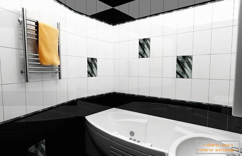 Cuarto de baño con interior blanco y negro
