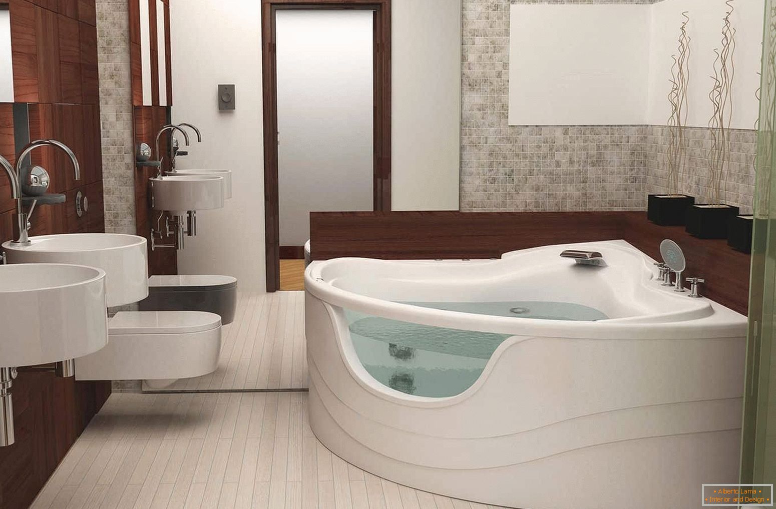 Diseño de baño con baño de esquina - foto interior