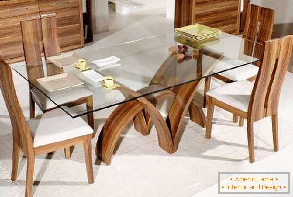 mesa de comedor de cristal de diseño, foto 17