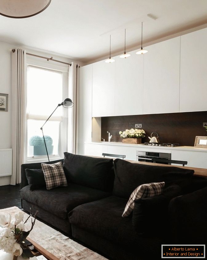 Apartamento-estudio de la cocina en un estilo moderno