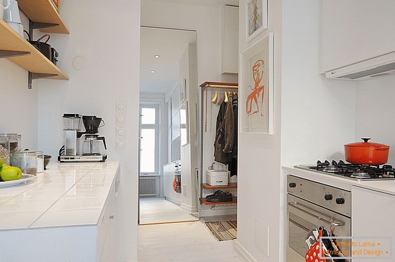 Cocina de pequeños apartamentos de lujo en Suecia