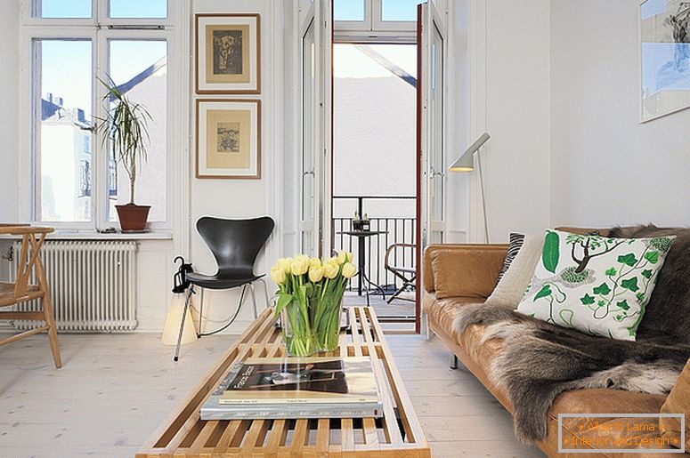 Sala de estar de pequeños apartamentos de lujo en Suecia