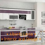Cocina espaciosa de color violeta