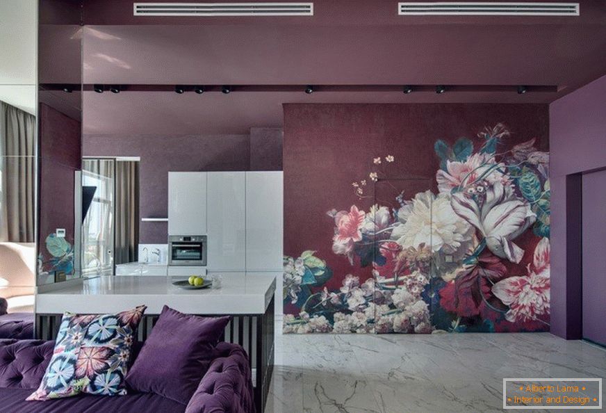 Interior en tonos lilas