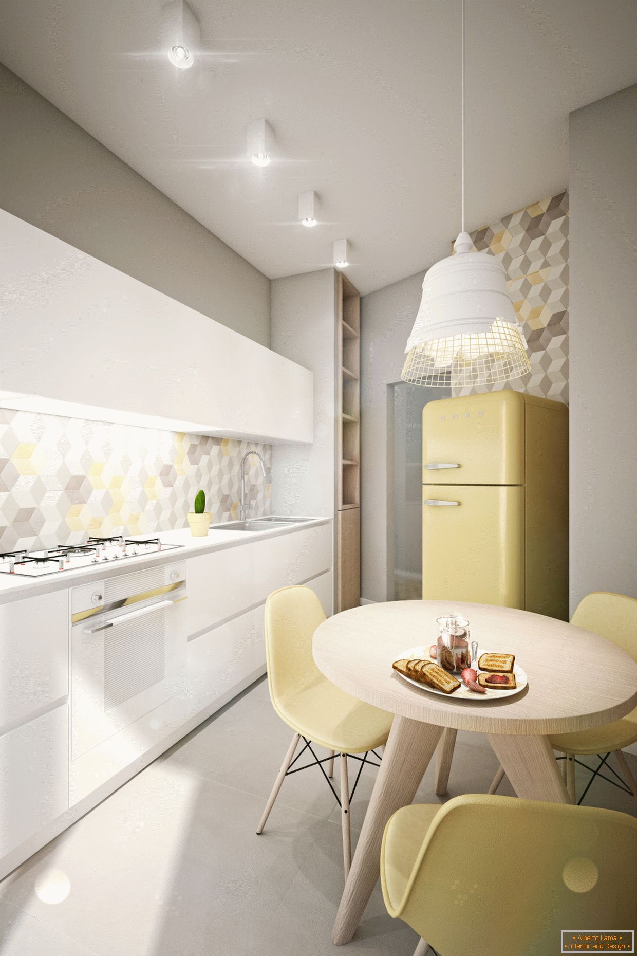 Apartamento de diseño en colores pastel: cocina
