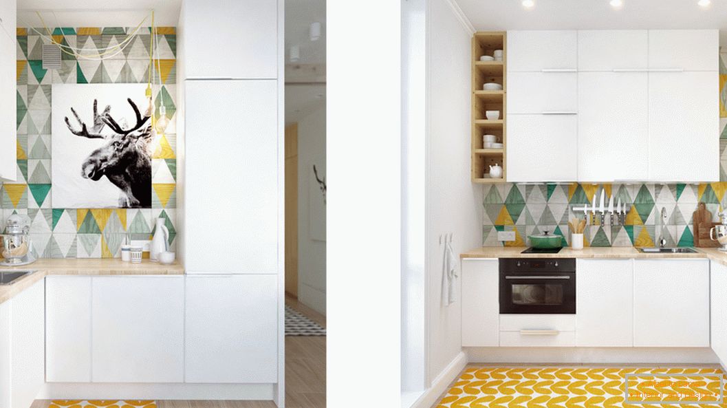 Diseño de interiores de cocina en un pequeño apartamento en Moscú