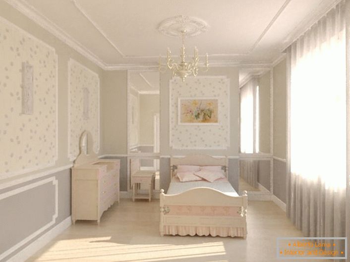 La habitación de una adolescente está decorada con molduras de poliuretano.