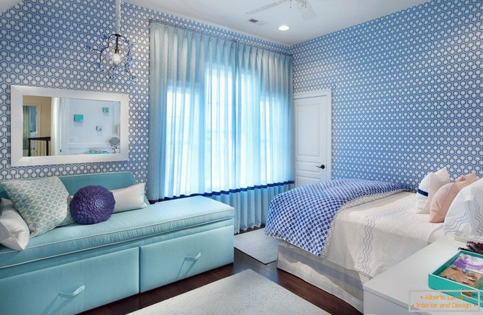 Fondos de pantalla azules en el dormitorio