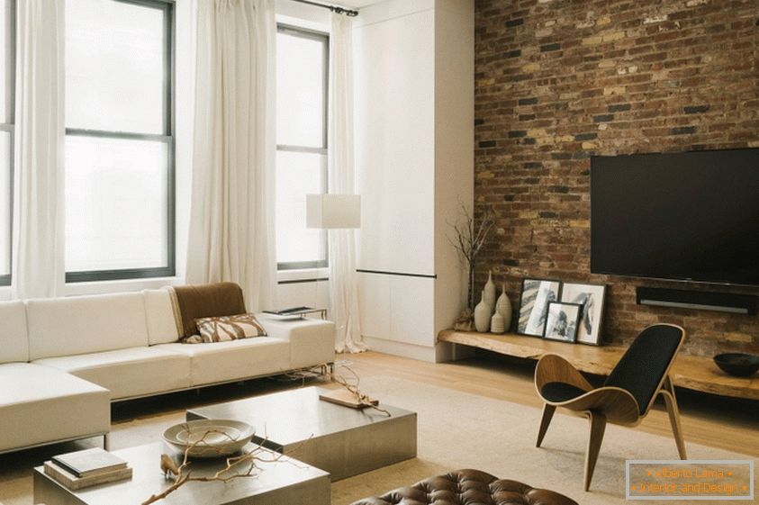 Diseño moderno de sala de estar en estilo loft