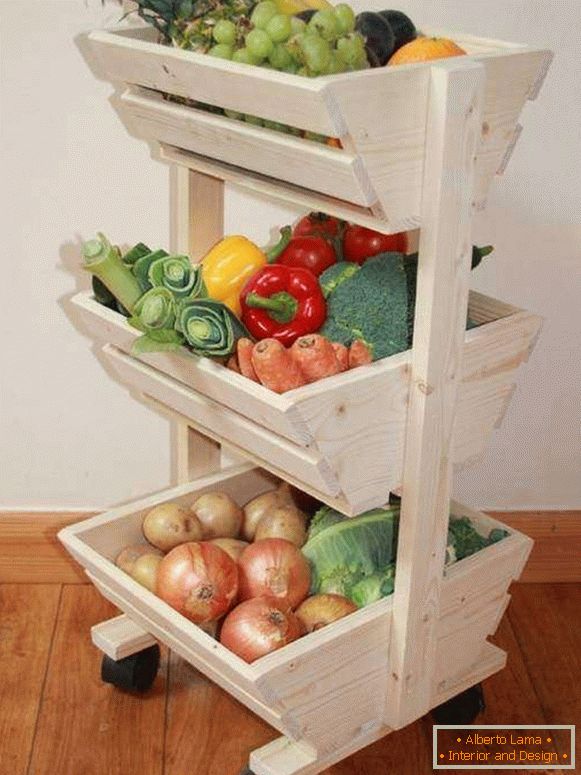 Ruedas para almacenar verduras en la cocina