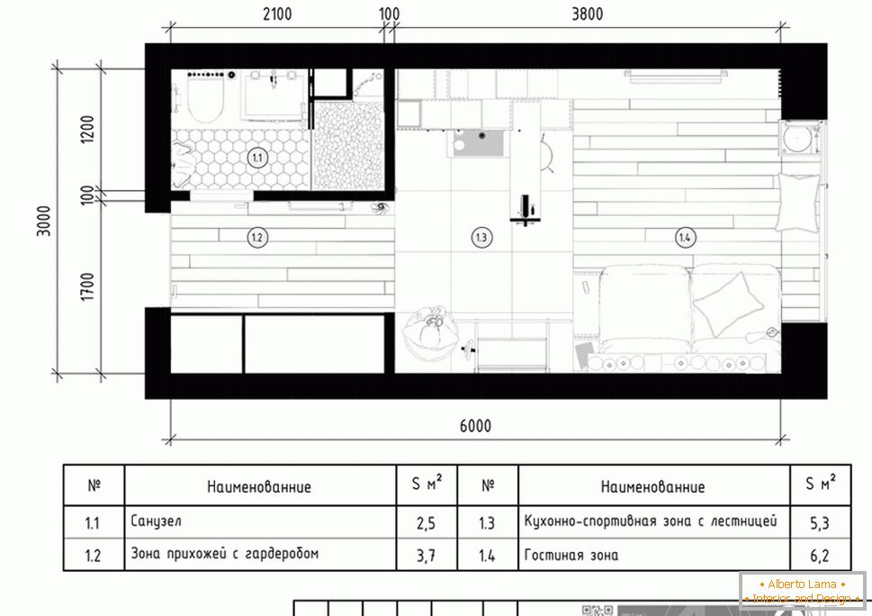Diseño del primer piso del departamento