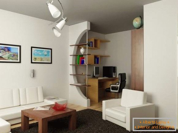 , el diseño de la sala de estar con un área de trabajo photo photo 79