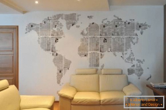 Mapa del mundo en la pared con tus propias manos
