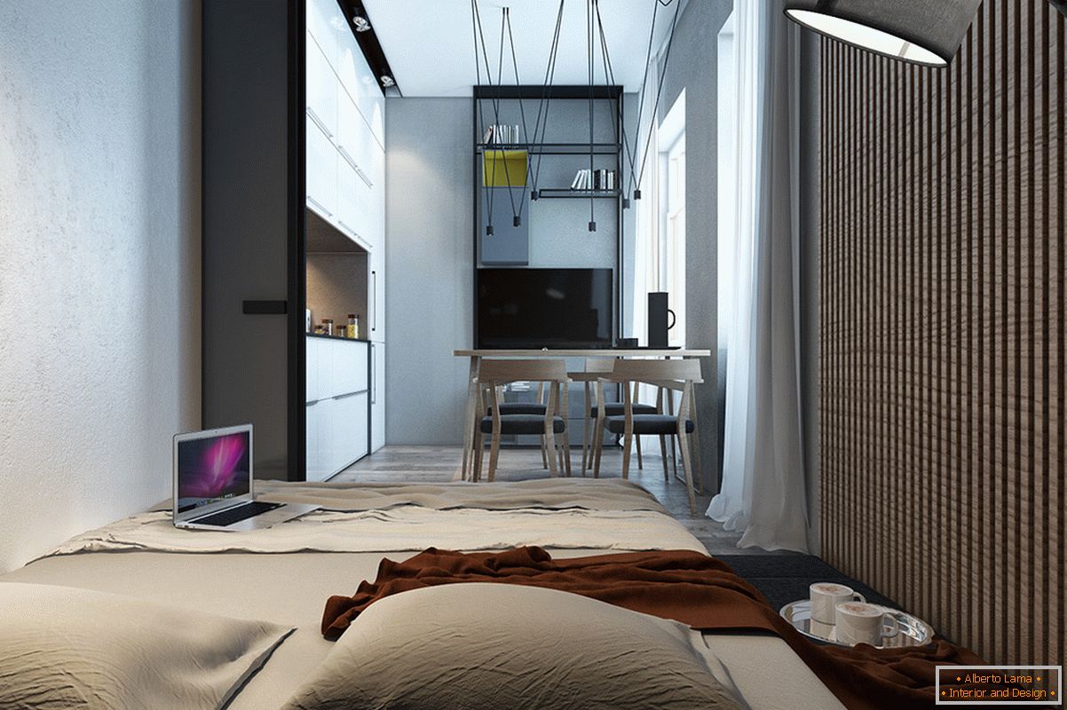 Diseño de un dormitorio para un pequeño departamento en estilo escandinavo - фото 2