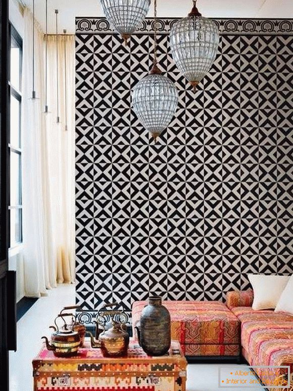 Sala de decoración marroquí en la sala
