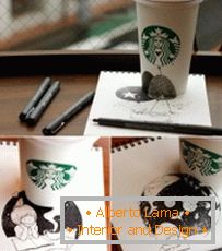 Ilustraciones de Tomoko Sintani sobre gafas Starbucks